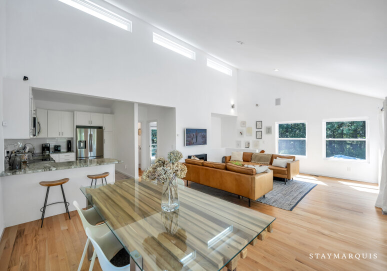 Open concept, living, dining and kitchen
