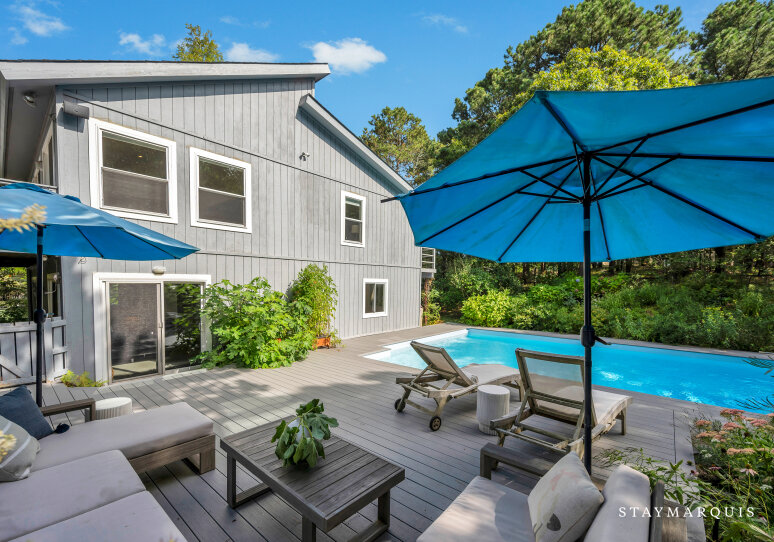Backyard and pool deck