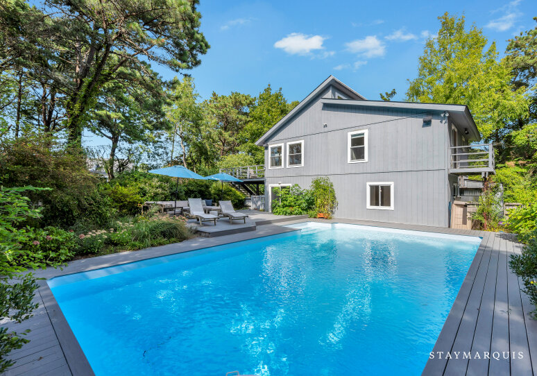 Backyard and pool deck